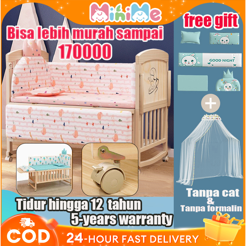 tempat tidur bayi kayu padatTanpa Cat &  Tanpa Formalin Tempat Tidur Bayi 0-10 Tahun/Box Bayi