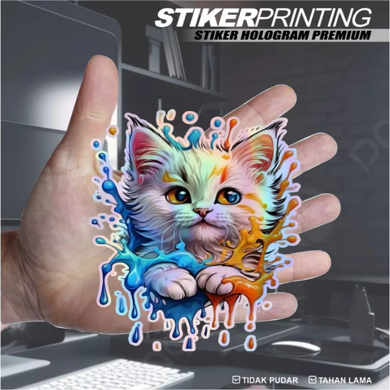 

Stiker Catting KUCING Hologram Full Color |KODE B003