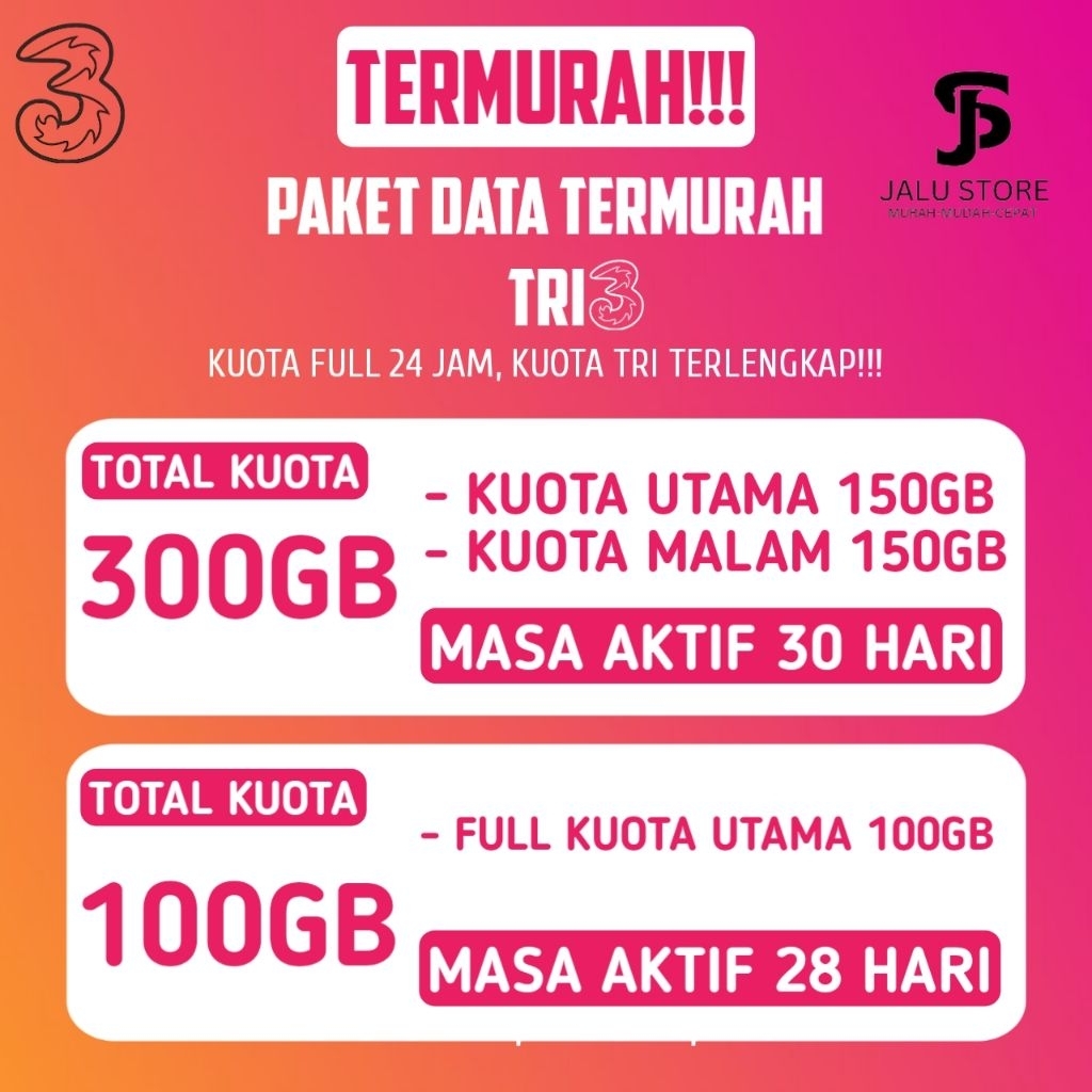 PAKET DATA TRI TERMURAH LENGKAP, PAKET DATA AON, HAPPY, PAKET DATA TRI PROMO