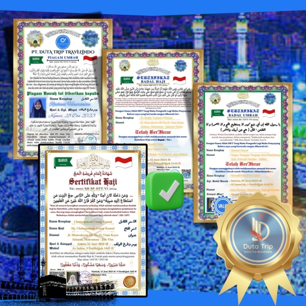 SERTIFIKAT HAJI | PIAGAM UMRAH | SERTIFIKAT BADAL HAJI | SERTIFIKAT BADAL UMRAH