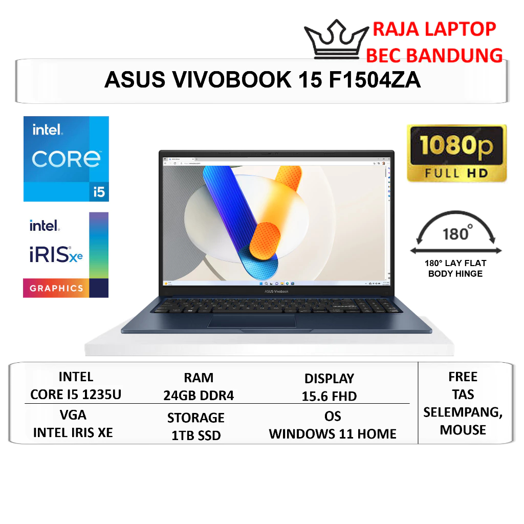 Laptop ASUS VIVOBOOK F1504ZA 15 Intel Core i5 Ram 16GB SSD 1TB 15.6 FHD IPS Windows 11 Home