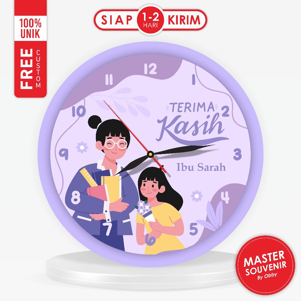 Jam Custom Hari Guru Ukuran 10CM (Hampers Thank You Teacher Souvenir Hadiah Spesial Hari Guru)