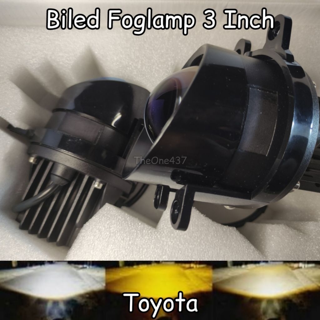 SEPASANG LAMPU FOGLAMP BILED 3 WARNA / ALL WHEATHER BLUE LENS UNIVERSAL TOYOTA & HONDA ORIGINAL BILE