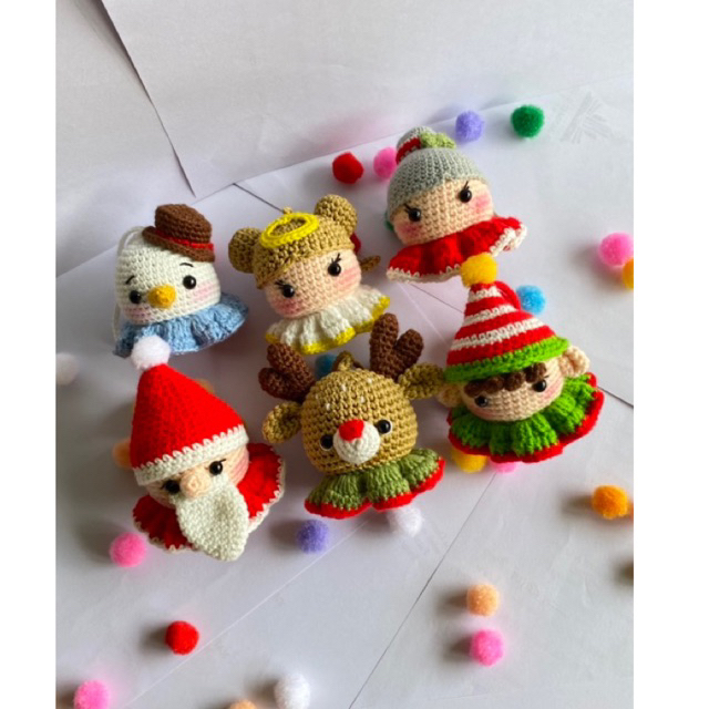 Amigurumi Natal/ Amigurumi hiasan Natal/ Boneka Natal Rajut/ Natal / Boneka Rajut/ Gabtaungan kunci 