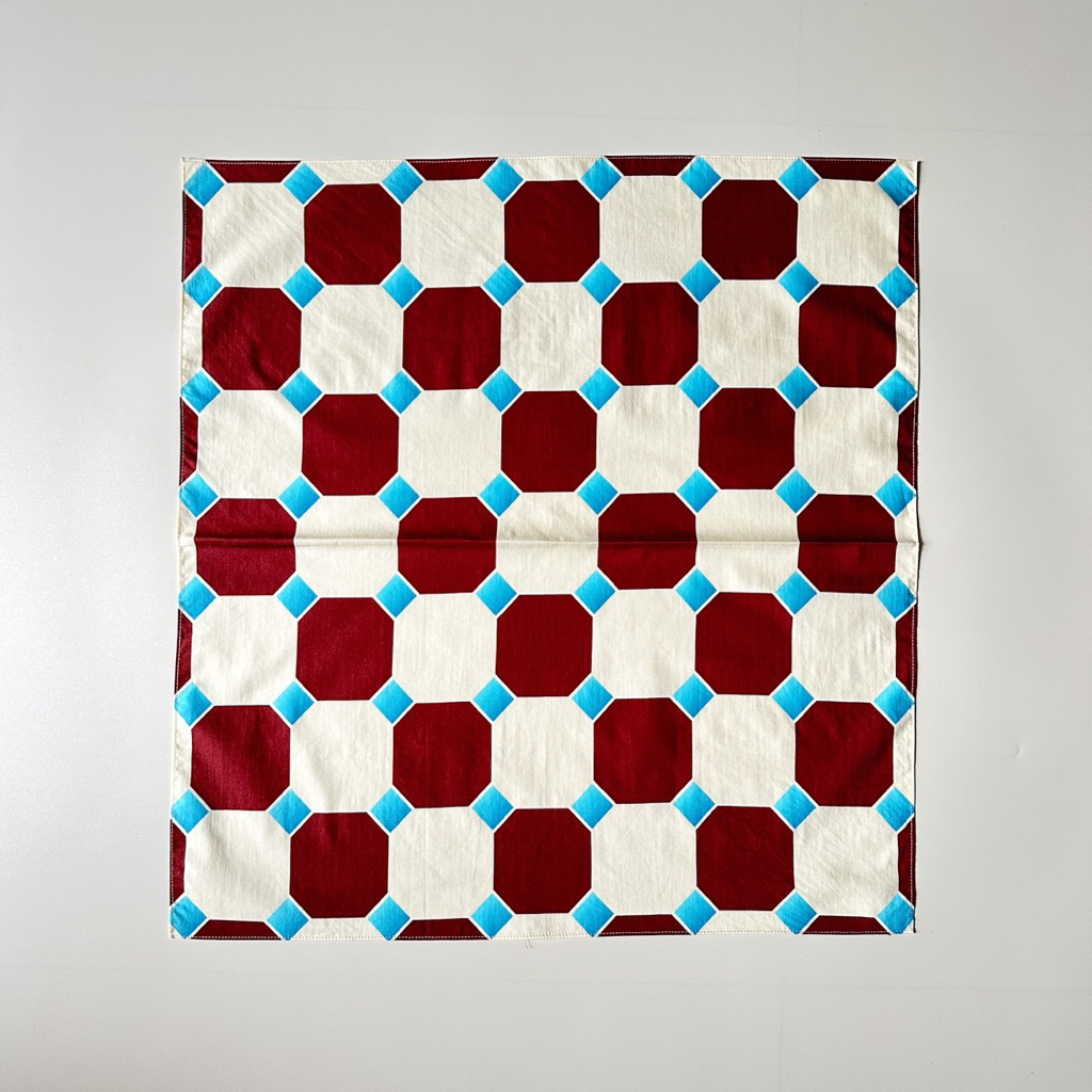 Bandana Scarf Slayer Motif Geometris Maroon & Sky Blue 100% Cotton