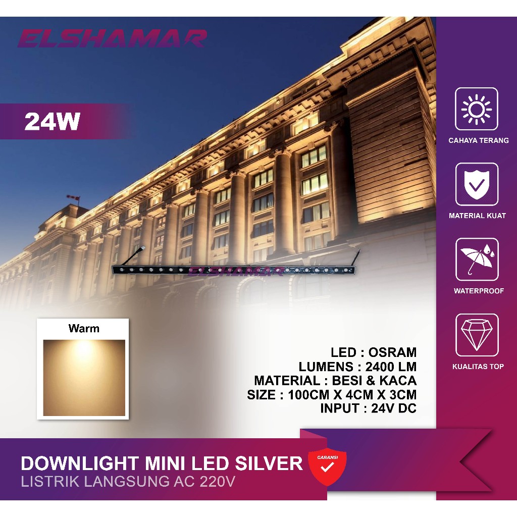 Lampu Sorot Dinding LED 24W Wall Washer Panjang DC 24V