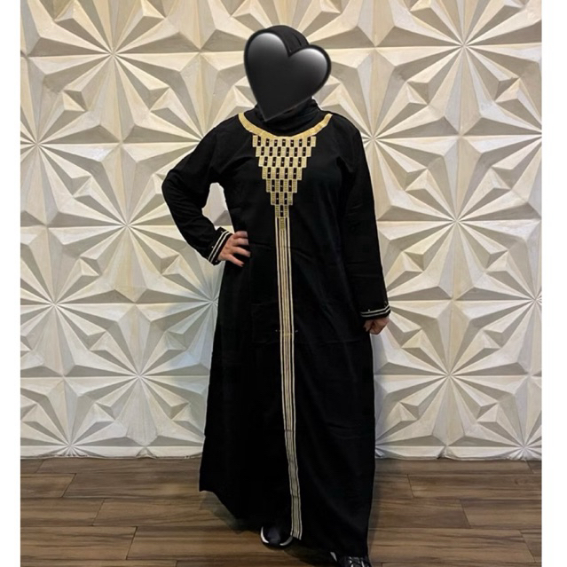 abaya hitam gamis umroh syari bordir piramid wanita muslimah dewasa saudi turki dubai