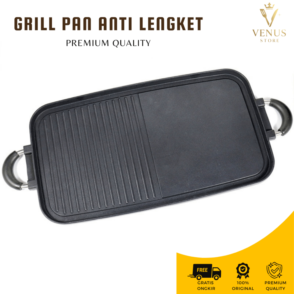 Pemanggang Multi Grill Pan Anti Lengket 47x27 CM Serbaguna untuk Kompor Gas Listrik