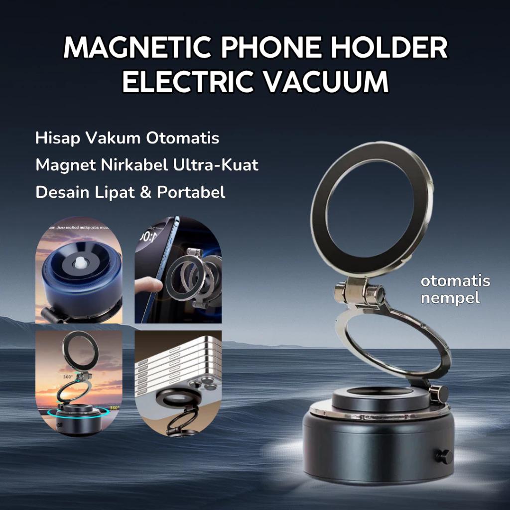 Magnetic Phone Holder Original Otomatis hp mobil Phone holder Otomatis Magnetic Vacuum Suction 360°-