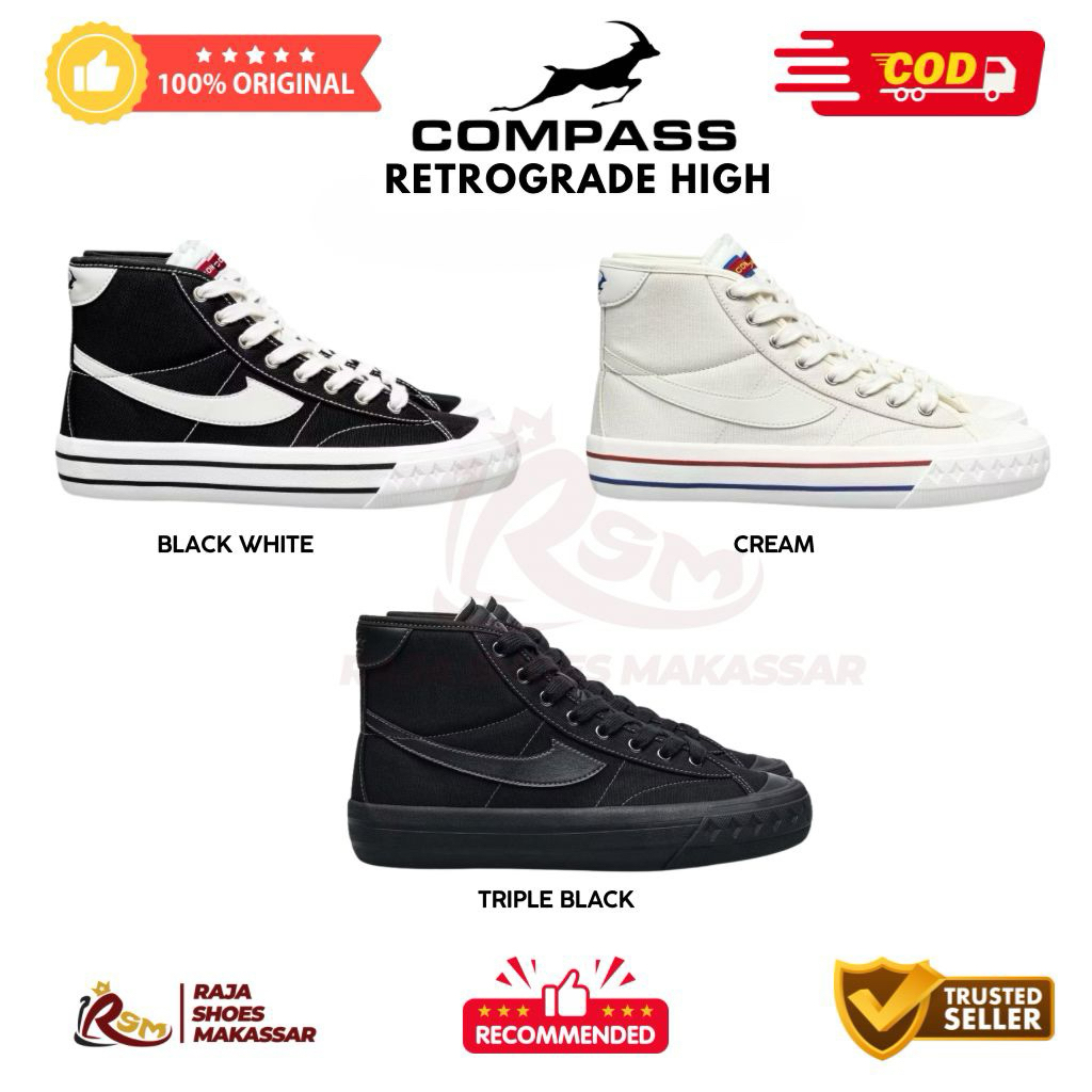 (ORIGINAL-COD) Compass Retrograde Hi High- Sepatu Compass