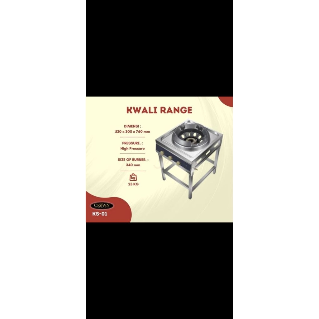 CROWN Horeca KS01 KS-01 KS 01 Gas Kwali Range High Pressure 1 Burner Wok Range KS-01