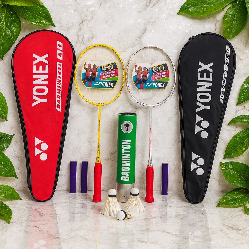 Raket Badminton Remaja 22LBS + Tas + Shuttlecock + Grip Karet | Raket Anak ABG Latihan