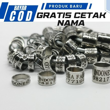 RING BURUNG BAJA LASER STANDART 15 | CUSTOM CETAK NAMA | MERPATI | PERKUTUT | MURAI | LOVEBIRD | PUT