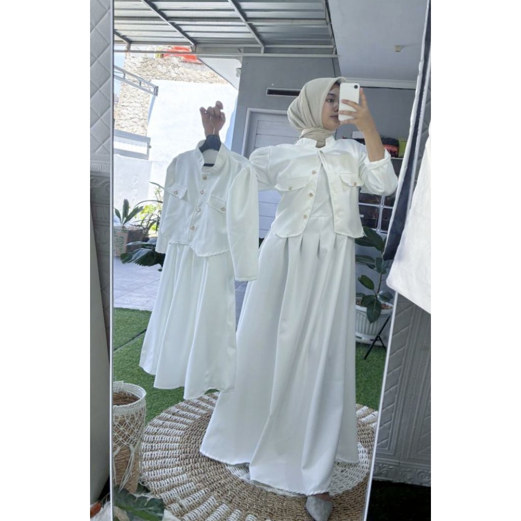 Gamis Dress Yumna Anak Dewasa Korean Style Premium Busui Friendly Katun