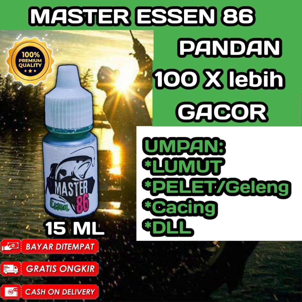 Essen isi 15 ml master86 Rasa Pandan Epemikat ikan Mas super Nila Mujair mujaer  lele super babon Es