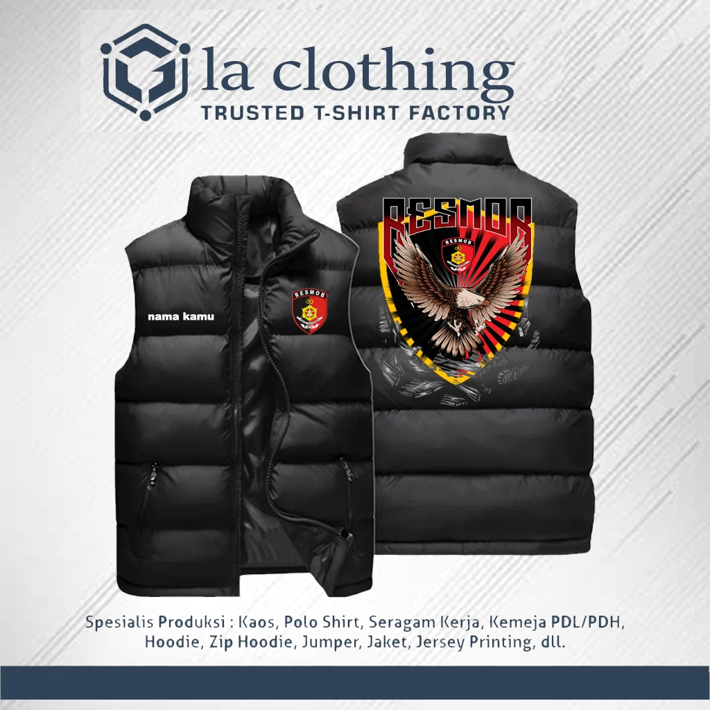 Rompi Vest Gelembung Pria Polisi Resmob Bahan Parasut Waterproof Tebal