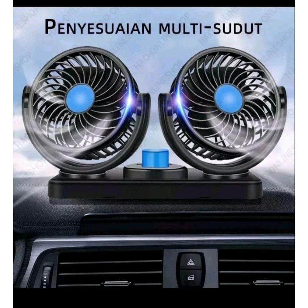 Kipas angin mobil 12 volt mini truk double fan blower usb car cooling