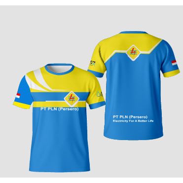 Baju PLN Kaos Jersey Pria Pln Power Listrik Indonesia Lengan Pendek Fullprint