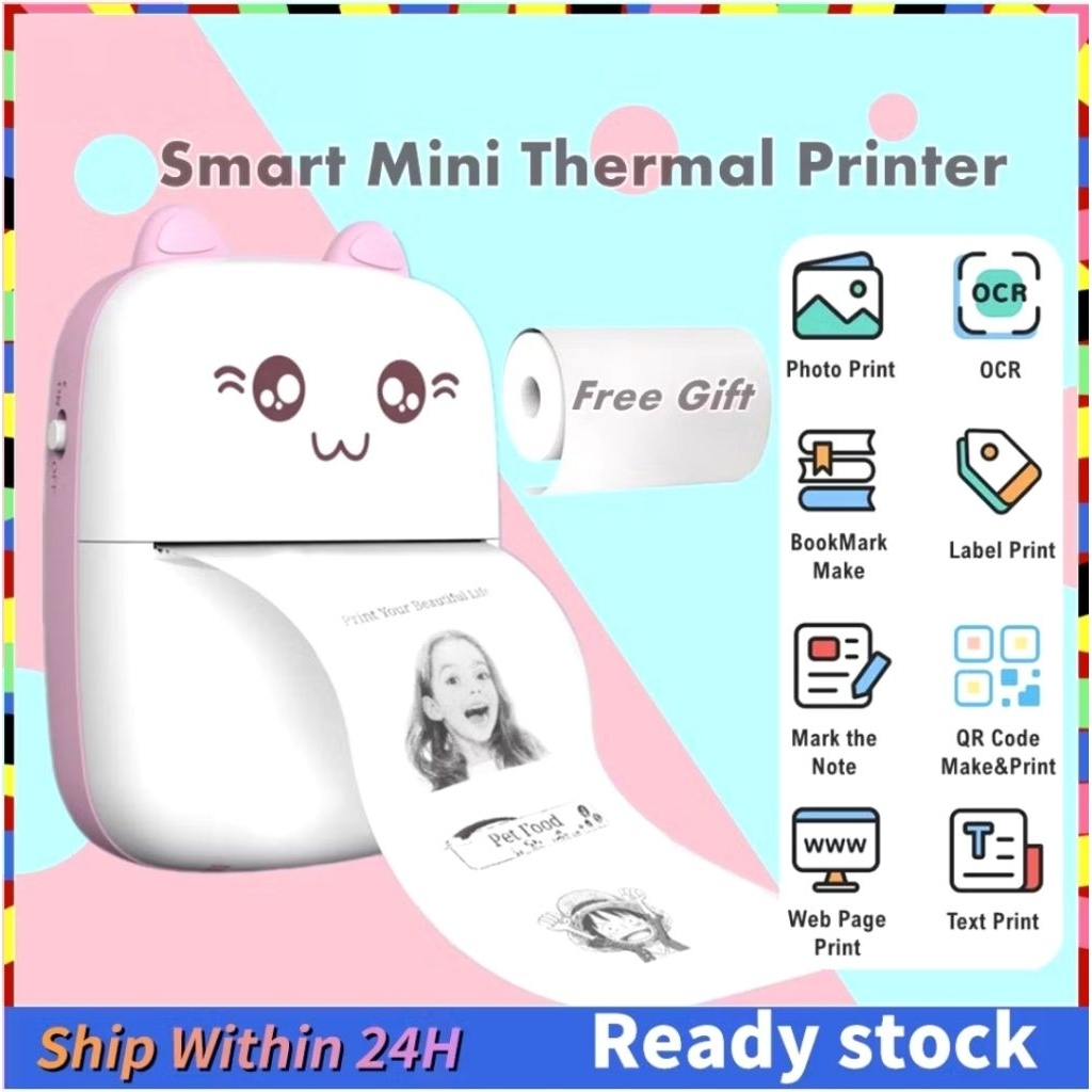 Cute Printer Thermal Bluetooth Untuk mencetak ( Chat utk ketersediaan stock )