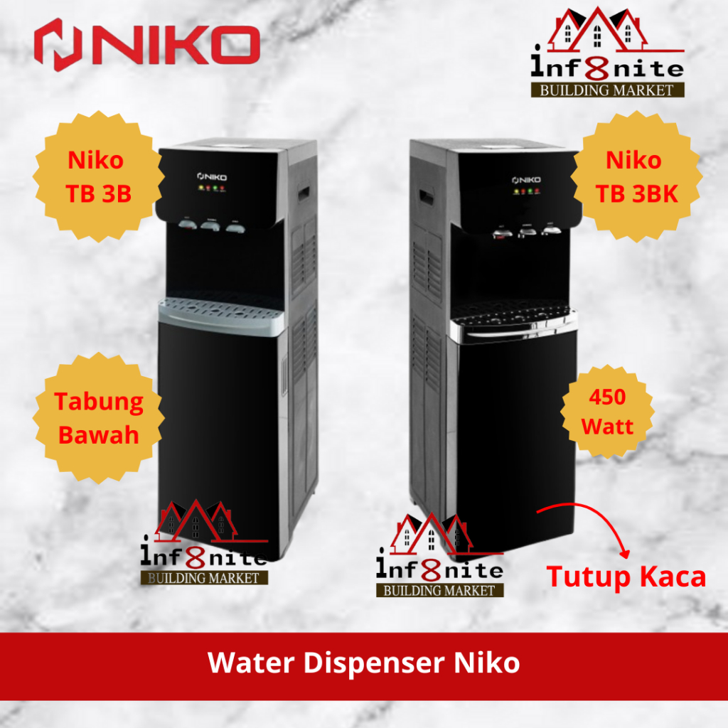 Dispenser Galon Bawah Niko Takara TB 3B TB 3BK TB3BK 3 Kran Air Panas Normal Dingin Hot Cold Water