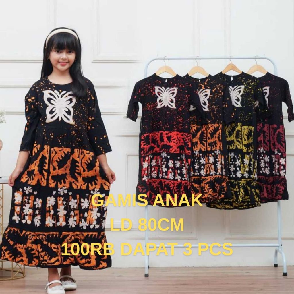GAMIS 100 RIBU DAPAT 3 ANAK PEREMPUAN CEWEK TANGGUNG MALAMAN BAHAN RAYON ORI UMUR 6 7 8 9 TAHUN