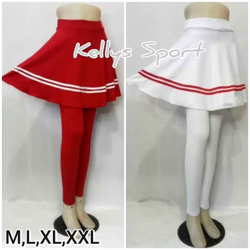 CELANA ROK LEZING  MERAH PUTIH/CELANA SENAM ROK LEZING / CELANA OLAHRAGA WANITA