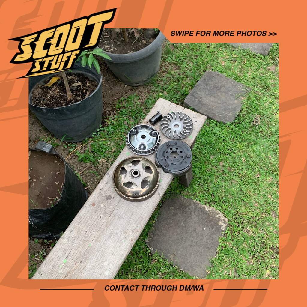 Variator Flywheel Mangkok Kampas Ganda Set Polini, Malossi Vespa Sprint Primavera S LX GTS 150cc 3V 