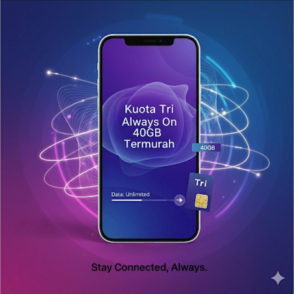 Pulsa Paket Internet Kuota Kartu Tri Always On 2GB 3GB 4GB 5GB 6GB 9GB 12GB 14GB 40GB