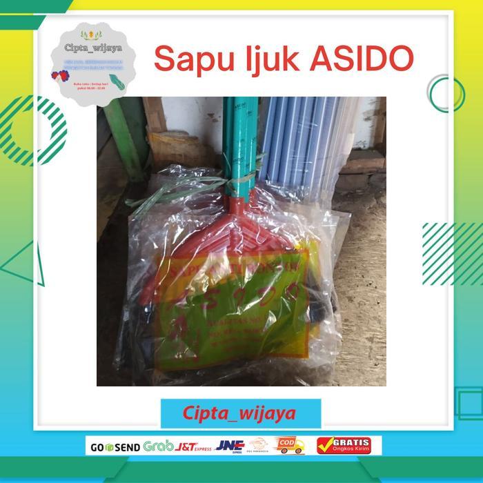 Sapu Lantai ijuk ASIDO Gagang Kayu / Sapu Injuk ASIDO Hitam Gagang ASLI