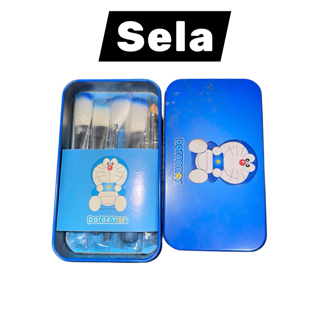 jejo doraemon makeup brush set kuas makeup doraemon 7 in 1 kaleng