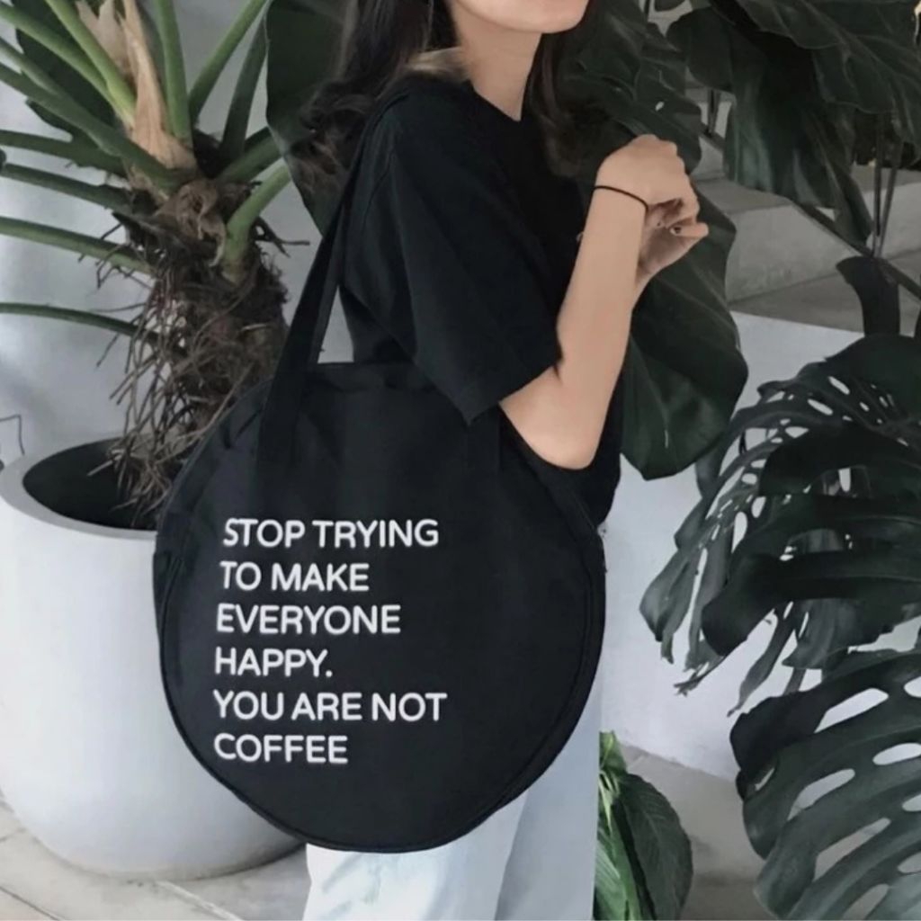 TOTEBAG CIRLE TOTEBAG ROUND BULAT LINGKARAN KANVAS WANITA AESTHETIC CUSTOM GAMBAR DESIGN TERMURAH GR
