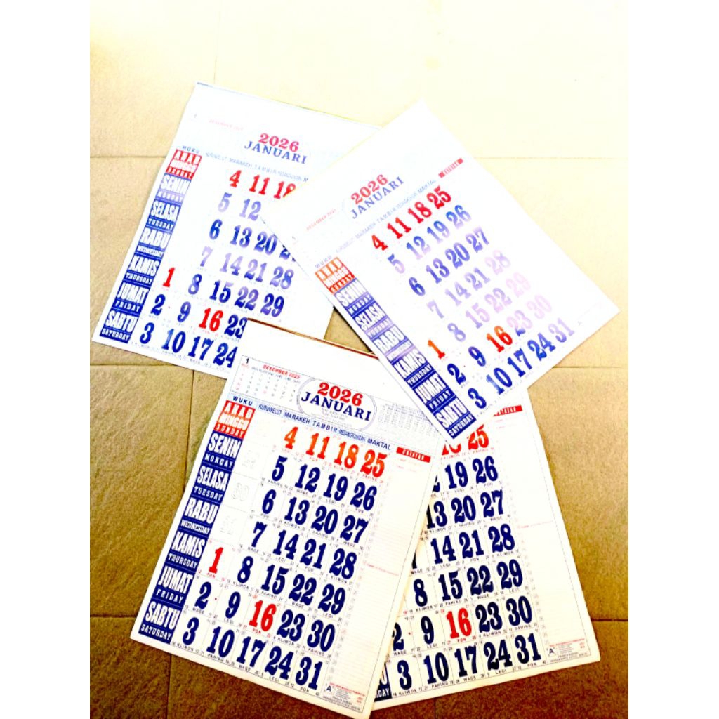 

kalender 2026 besar 12 lembar kertas tebal
