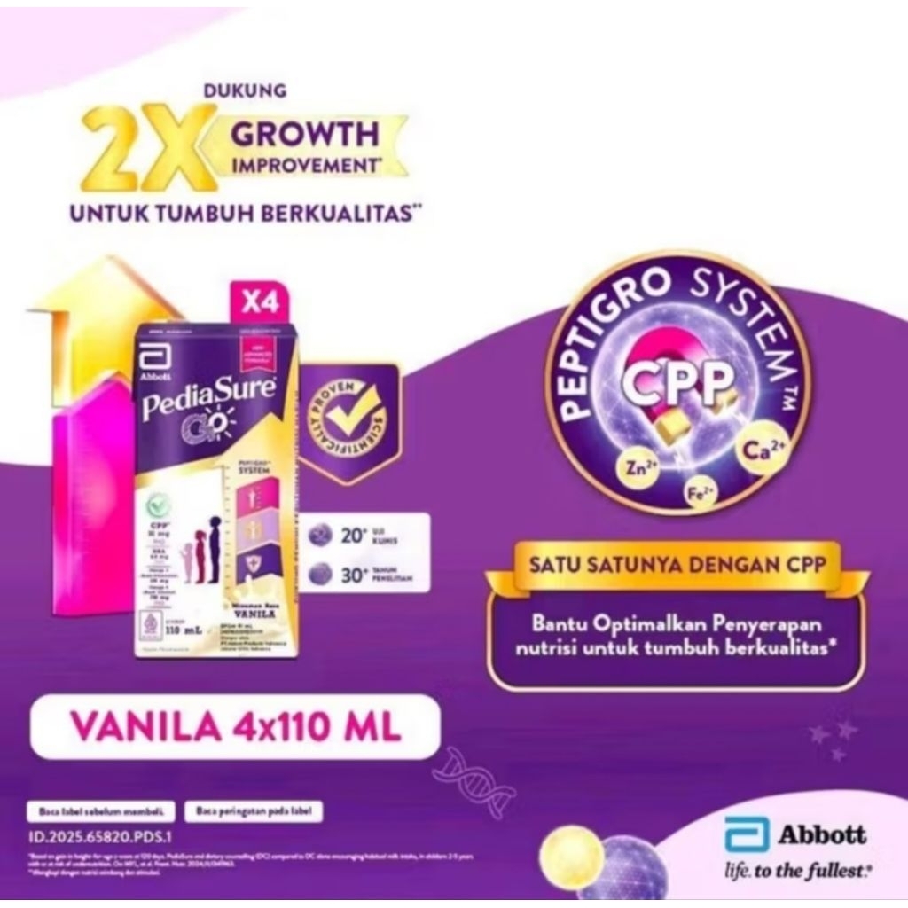 

PEDIASURE GO VANILA/COKELAT (1-10TH) - NUTRISI UHT - 4×110ML