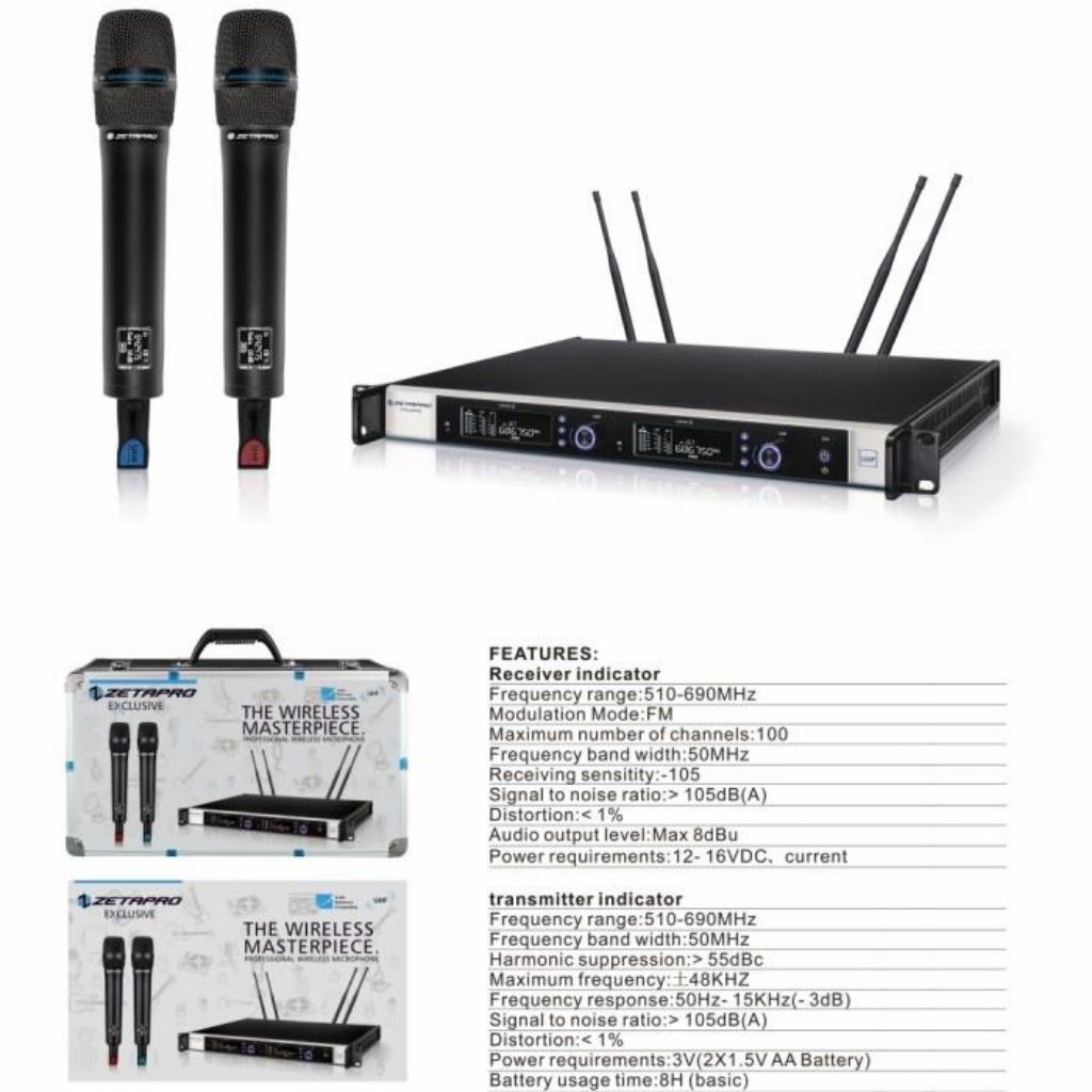 Mic wireless zetapro exclusive 2 handle / microphone zetapro