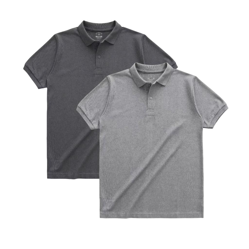 Promo 2 Pcs Polo Shirt Abu tua-Misty Polos Kaos Kerah Keren Pria Wanita Unisex Original