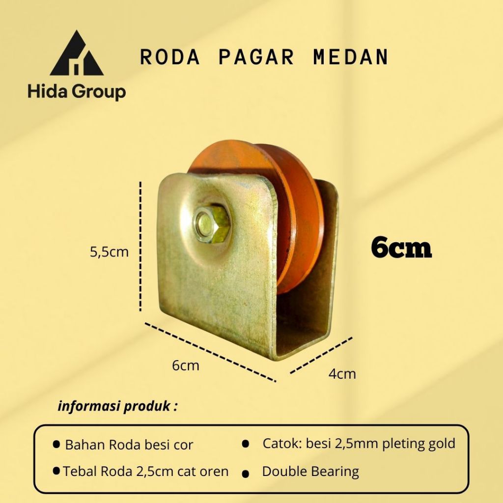 (GROSIR) Roda Pagar Pintu Besi Cor Medan - Ukuran 6cm - Roda Medan