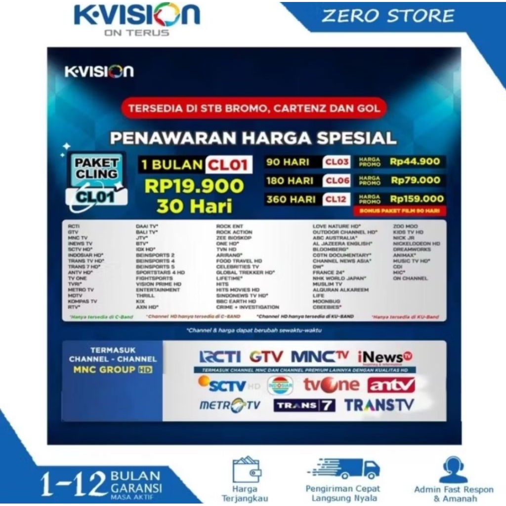 Paket cling termurah Promo K VISION Paket CLING 1Tahun/360 Hari MNC GROUP K-VISION CL12