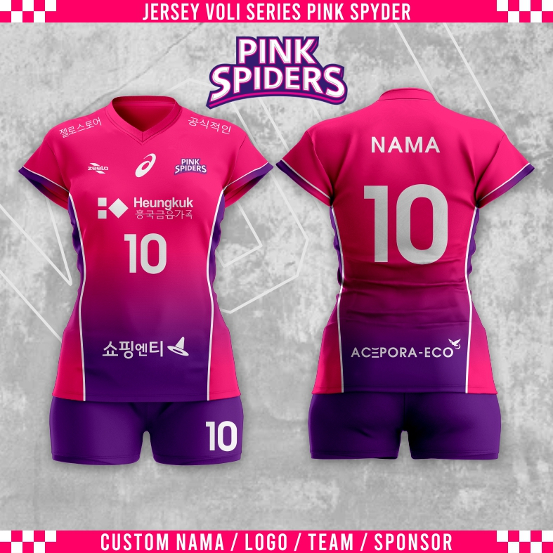 Pink Spides Jersey Voli Ping Spider Jersey Voli Wanita Free Custom Nama Dan Nomer -Makarepmuh