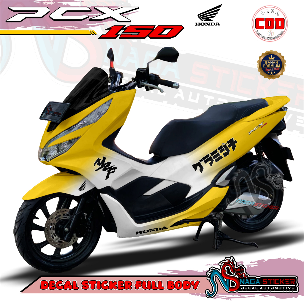 Bisa COD Decal Sticker Full Body Honda PCX 150 Motif PUTIH KDY109 Desain Bisa Custom Dekal