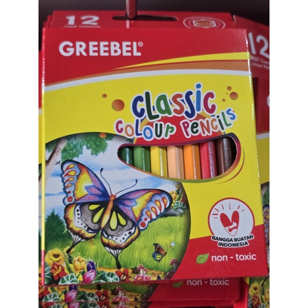 PENSIL WARNA GREEBEL 12 WARNA PENDEK Pensil Warna Greebel 24 WARNA PANJANG Pensil Warna Greebel 12 W
