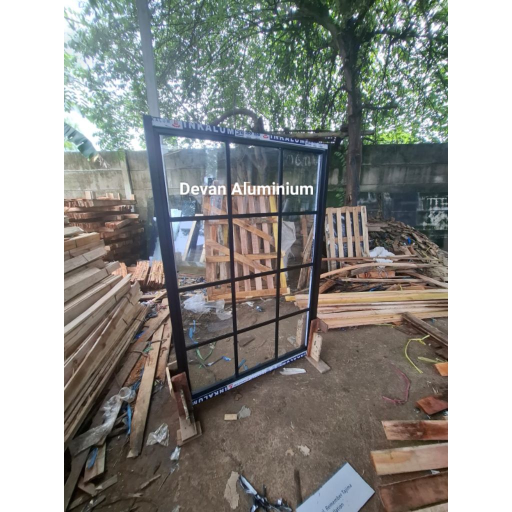 Jendela Kaca Mati Aluminium L120 x T180 + Ornamen