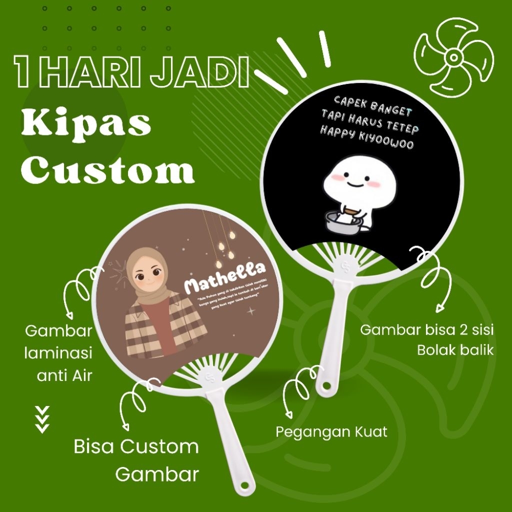 KIPAS CUSTOM / KIPAS TANGAN / KIPAS CUSTOM 2 SISI