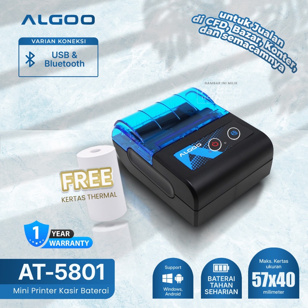 Mini Printer Thermal Bluetooth Struk Nota Tanpa Tinta