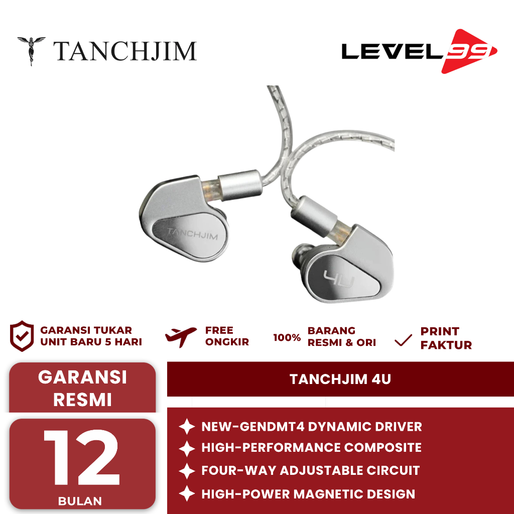 TANCHJIM 4U DUAL CHAMBER DMT 4 LCP DIAPHRAGM DYNAMIC DRIVER IN EAR EARPHONE