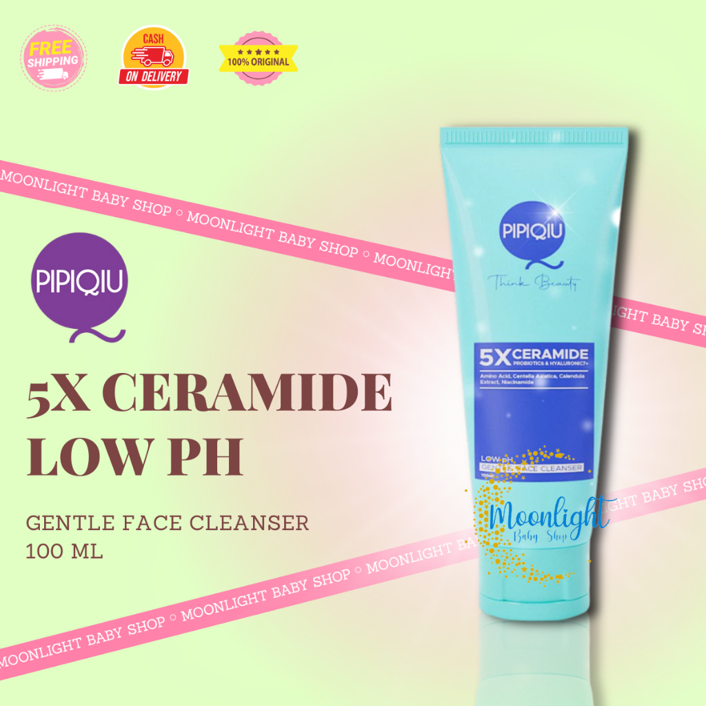 PIPIQIU 5X Ceramide Pribiotics & Hyaluronic 7+ - Low pH Gentle Face Cleanser 100ml - Pembersih Muka