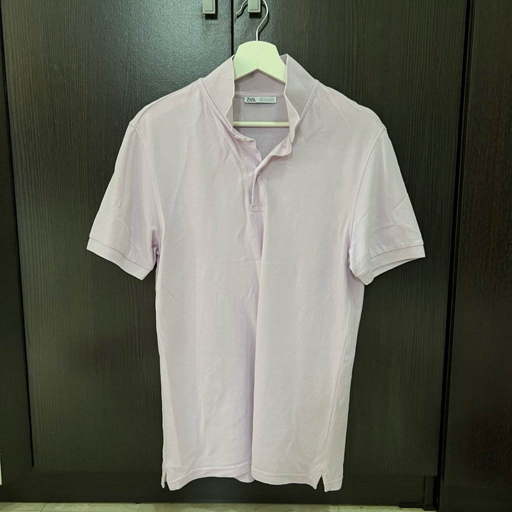 PRELOVED KAOS POLO SHIRT PRIA ZARA SIZE S LILAC