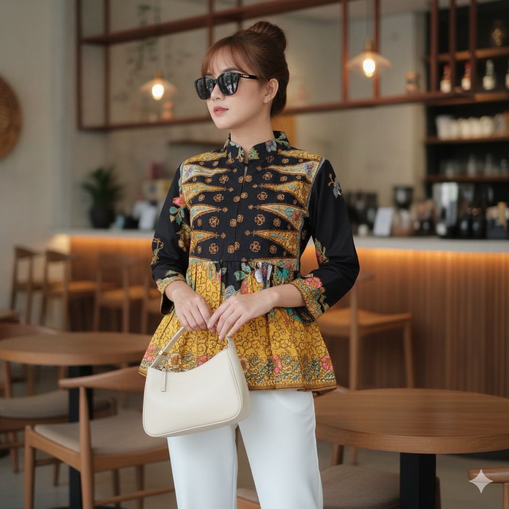 Shanaya Baju Batik Wanita Blus Sasirangan Peplum Atasan Batik Modern Batik Kerja Wanita Kantoran Ser