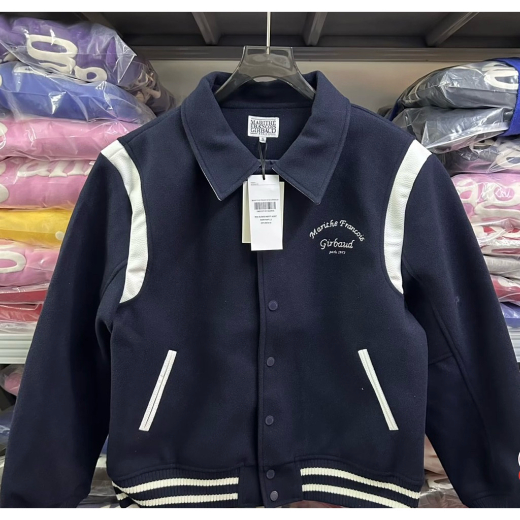 Jaket wanita MARITHE baru bersulam huruf ritsleting jaket wol