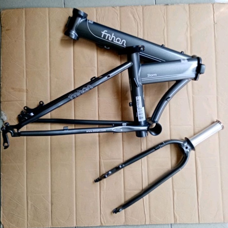 Frame Fork Sepeda FNHON STORM Disc Brake Abu Metallic Original