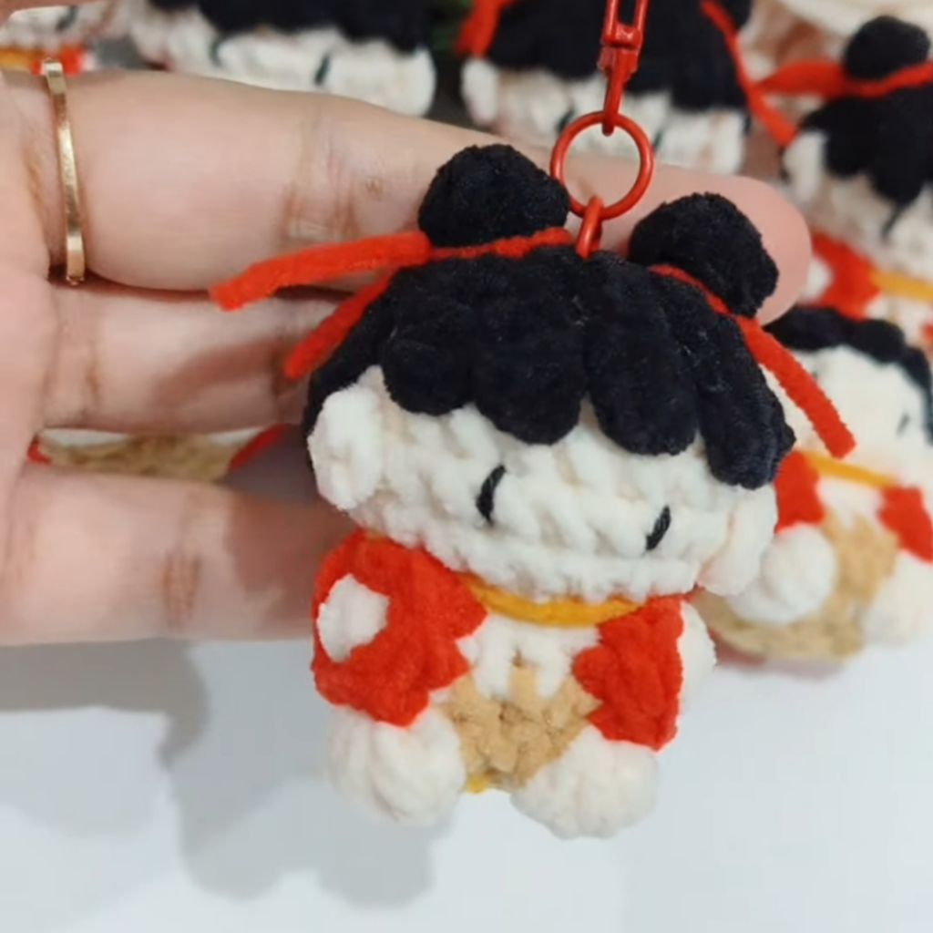 Gantungan Kunci Nezha Amigurumi Keychain / Nezha Rajut Handmade